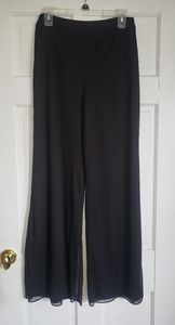 Wide leg black pants with sheer layer